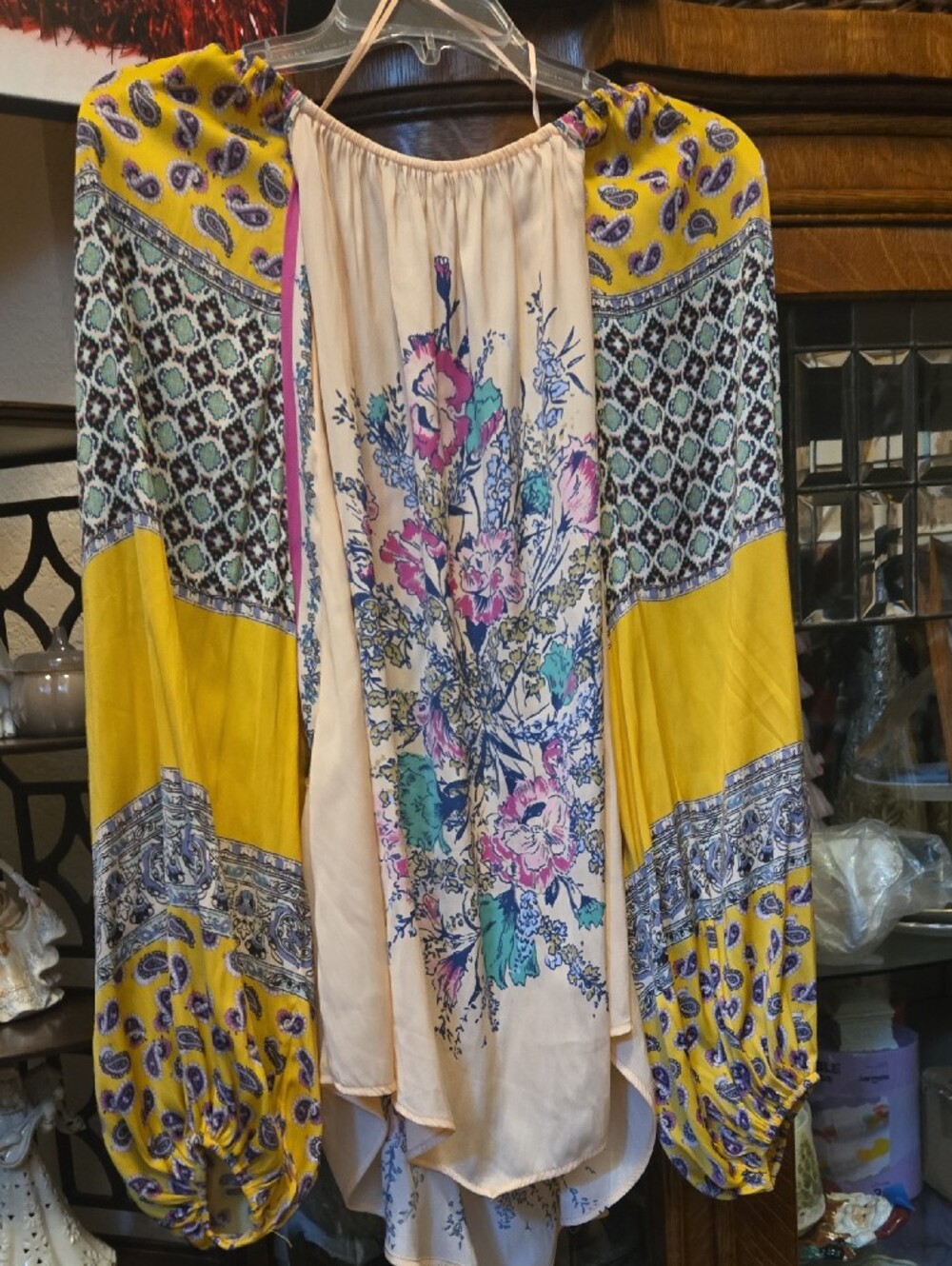 Free People Yellow Floral Patchwork Blouse - Picture 4 of 8